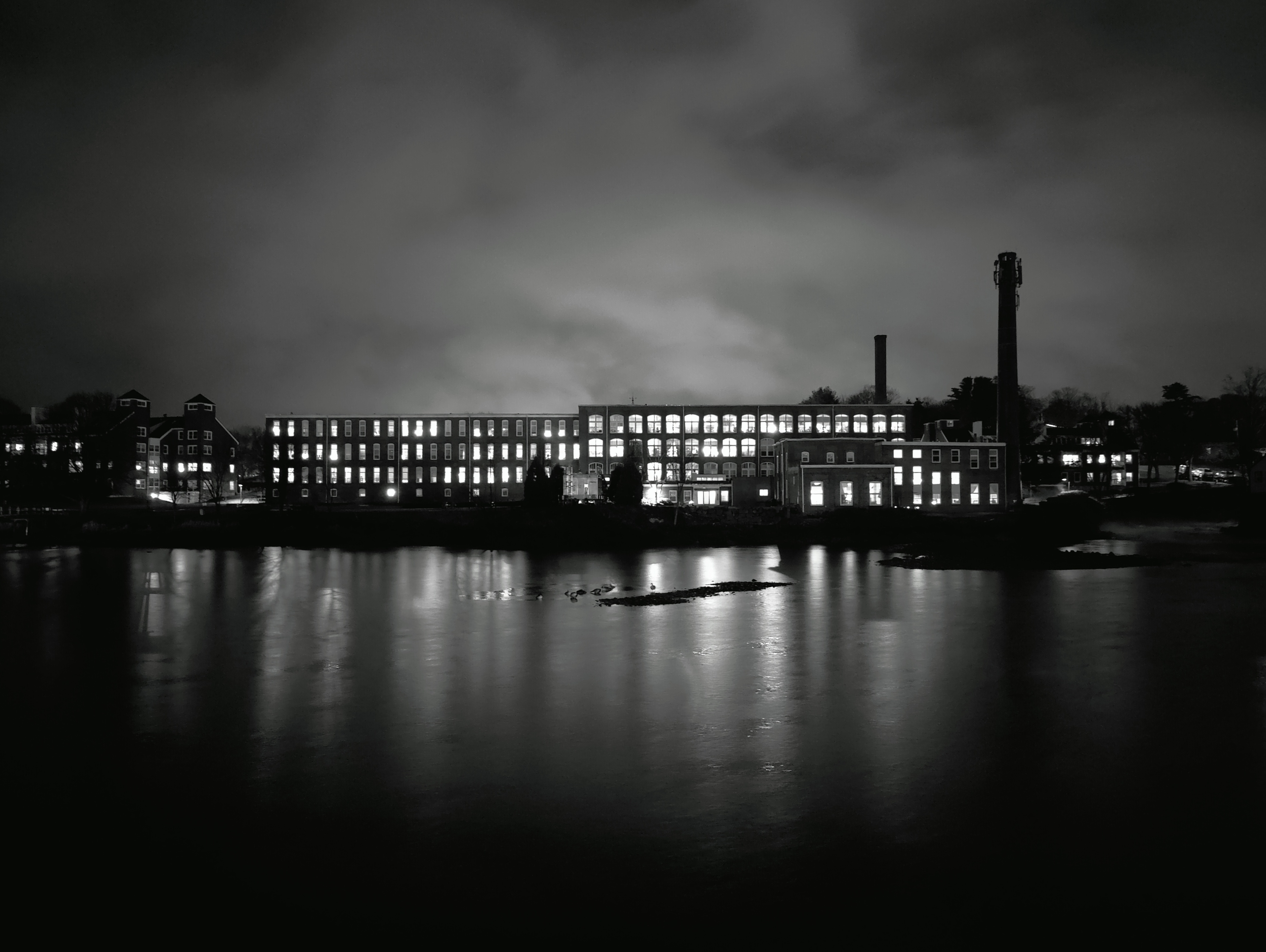Industrial Mill Architecture at Night